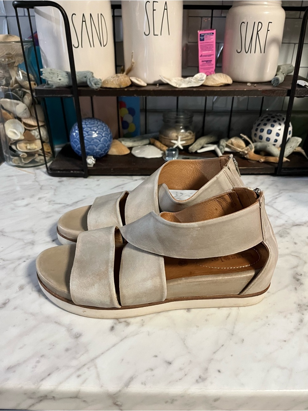 bussola Peggy Beige Crisscross Sandals size 40 View 3